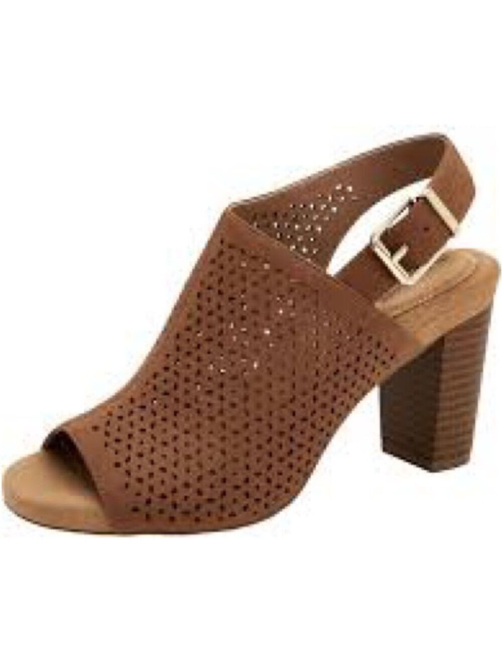 Women’s Gianni Bernini Brown Faux Leather Sling Back Heels Size 7 US!